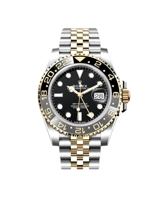 Rolex 2024 Black GMT-Master II 126713 GRNR 18k Yellow Gold & Stainless Steel Jubilee Bracelet Men's Wristwatch 40 mm