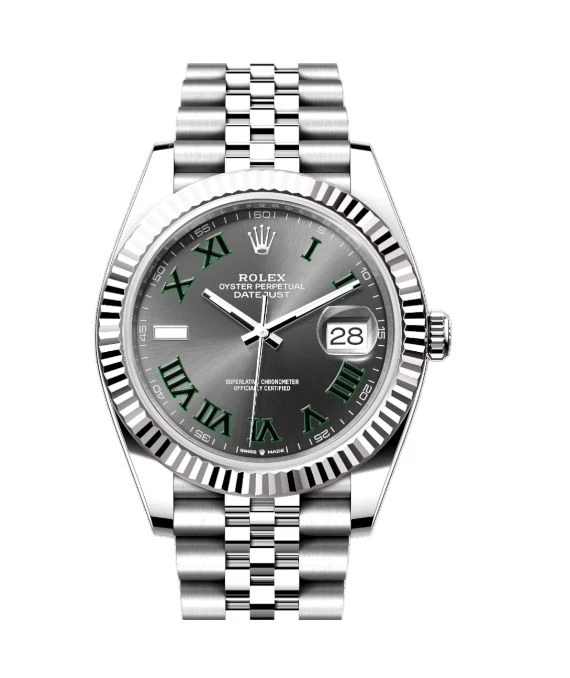 Rolex 2023 Slate Datejust 126334 Wimbledon 18k White Gold & Stainless Steel Jubilee Bracelet Men's Wristwatch 41 mm