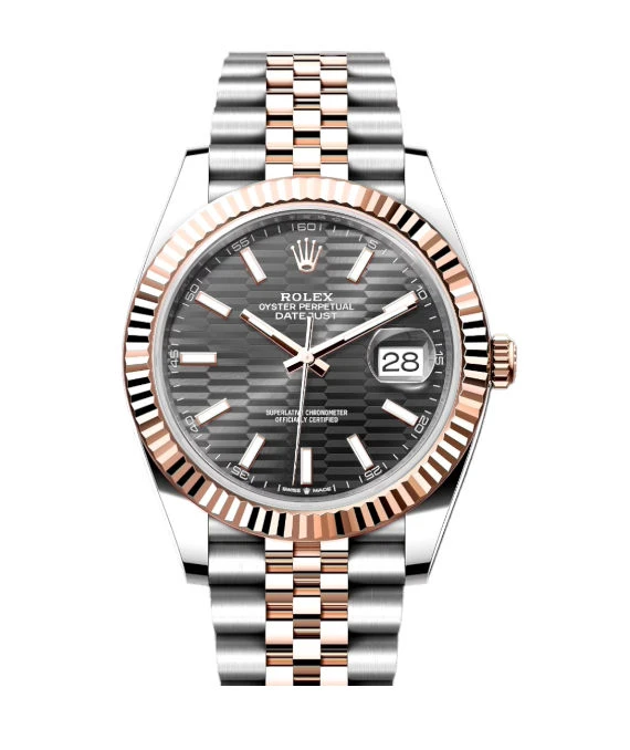 Rolex 2024 Grey Motif Datejust 126331 18k Everose Gold & Stainless Steel Jubilee Bracelet Men's Wristwatch 41 mm