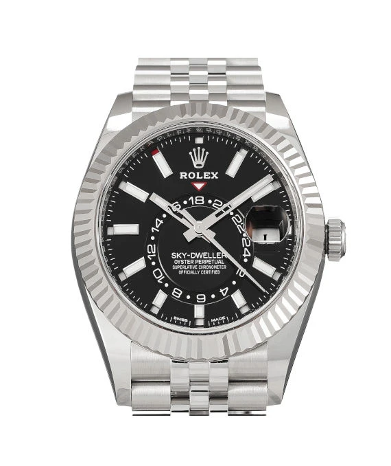Rolex 2024 Black Sky-Dweller 336934 18k White Gold & Stainless Steel Jubilee Bracelet Men's Wristwatch 42 mm