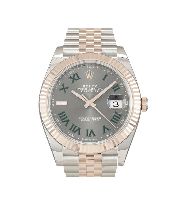 Rolex 2024 Slate Datejust 126331 18k Everose Gold & Stainless Steel Jubilee Bracelet Men's Wristwatch 41 mm