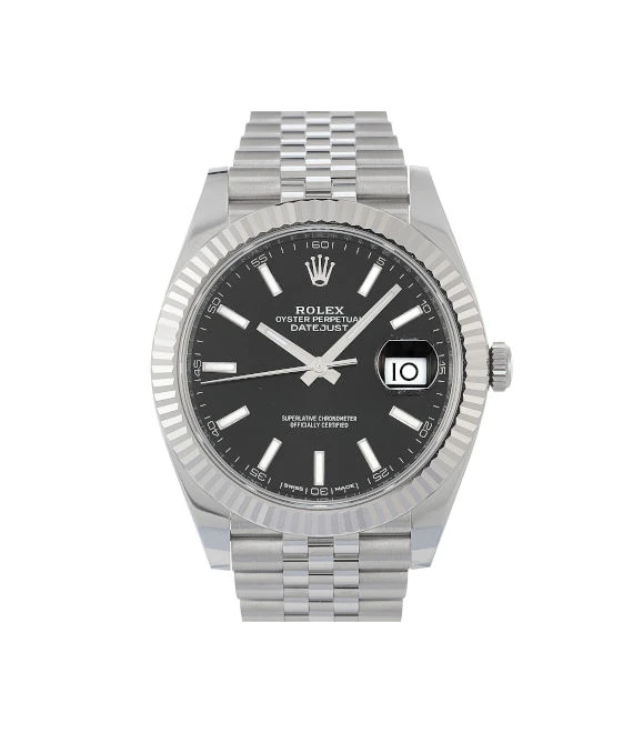 Rolex 2024 Black Datejust 126334 18k White Gold & Stainless Steel Jubilee Bracelet Men's Wristwatch 41 mm