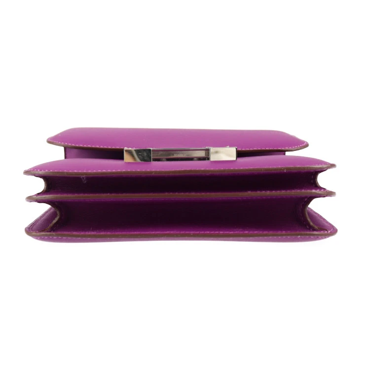 Hermes (Stamp T) Size 18 Swift leather Constance 3 Mini Anemone Purple in Color with Palladium Hardware
