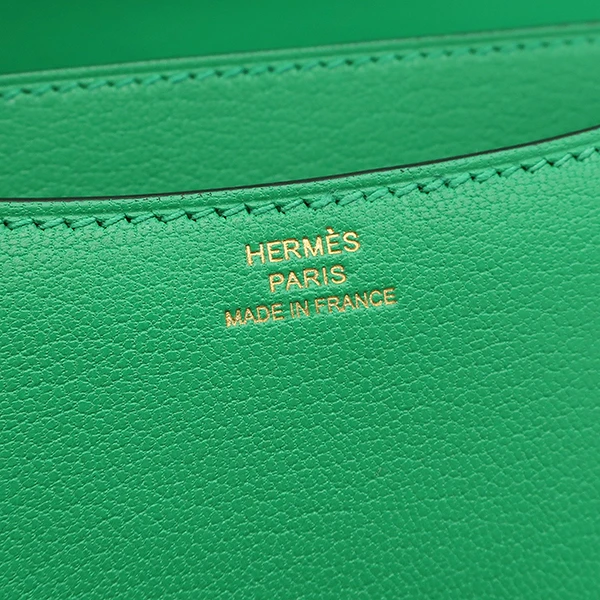 Hermes 2023 (Stamp B) Size 18 Evercolor Leather Constance 3 Mini Mint Green in Color with Gold Hardware