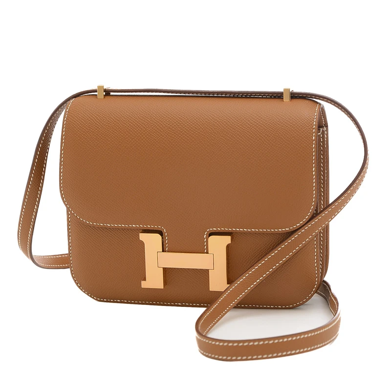 Hermes (Stamp U) Size 18 Epsom Leather Constance Mini Gold in Color with Rose Gold Hardware