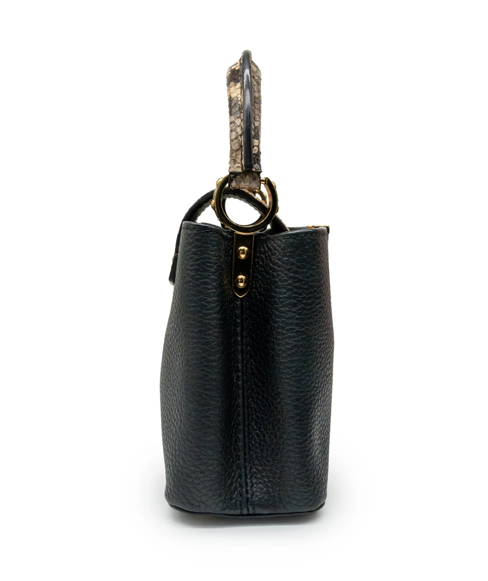 Louis Vuitton Capucines Mini Bag in Black Taurillon leather and Python Detailing