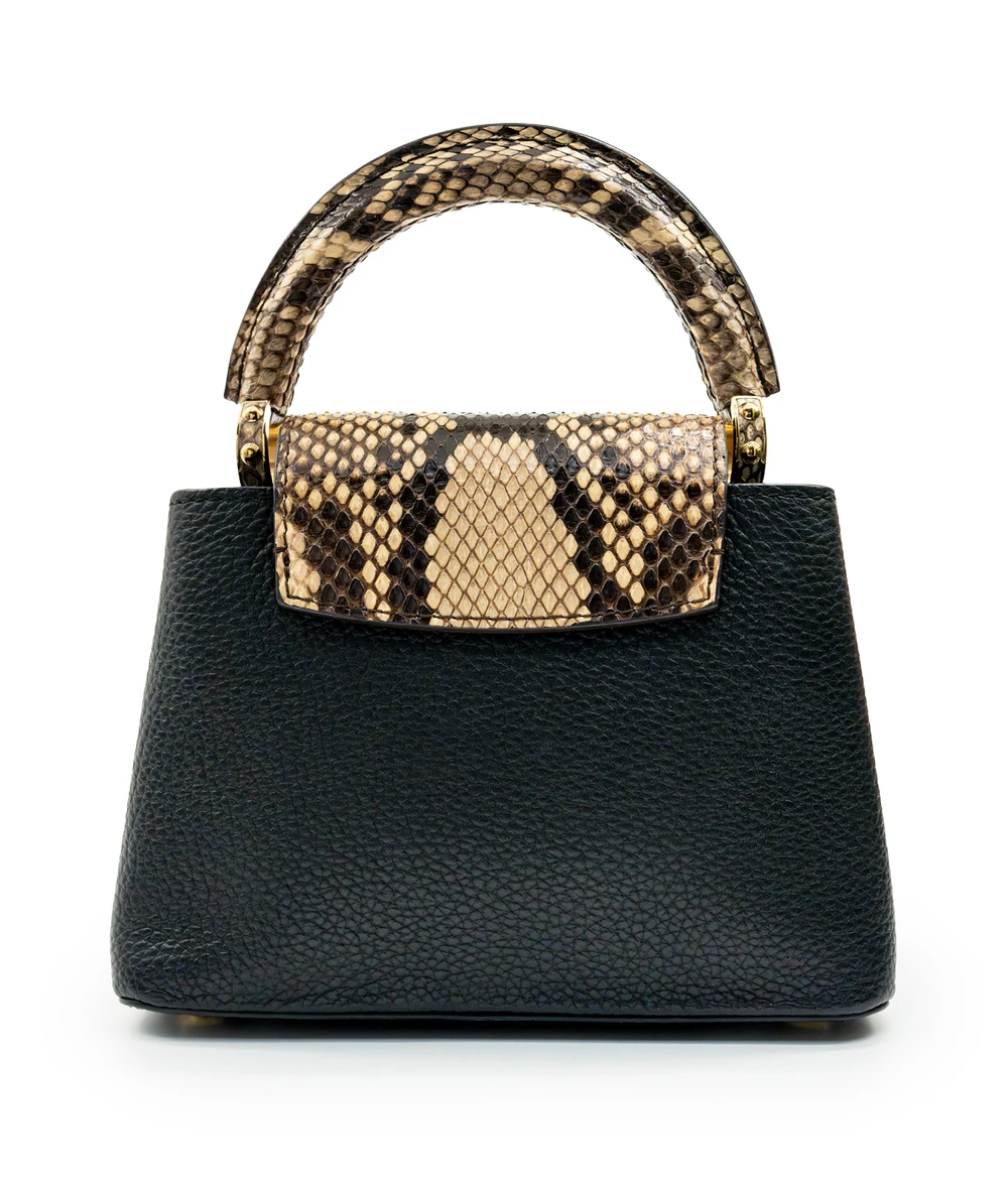 Louis Vuitton Capucines Mini Bag in Black Taurillon leather and Python Detailing