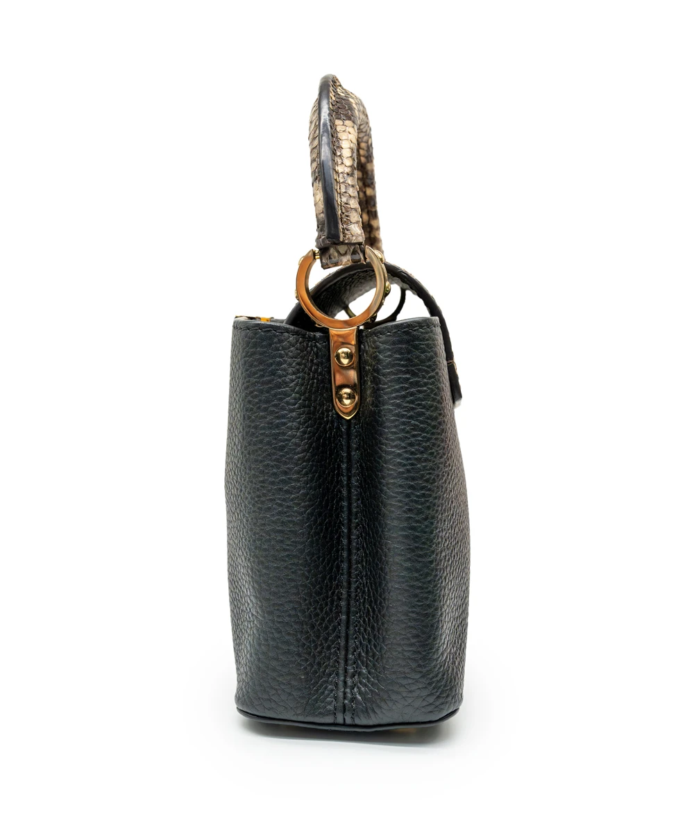 Louis Vuitton Capucines Mini Bag in Black Taurillon leather and Python Detailing