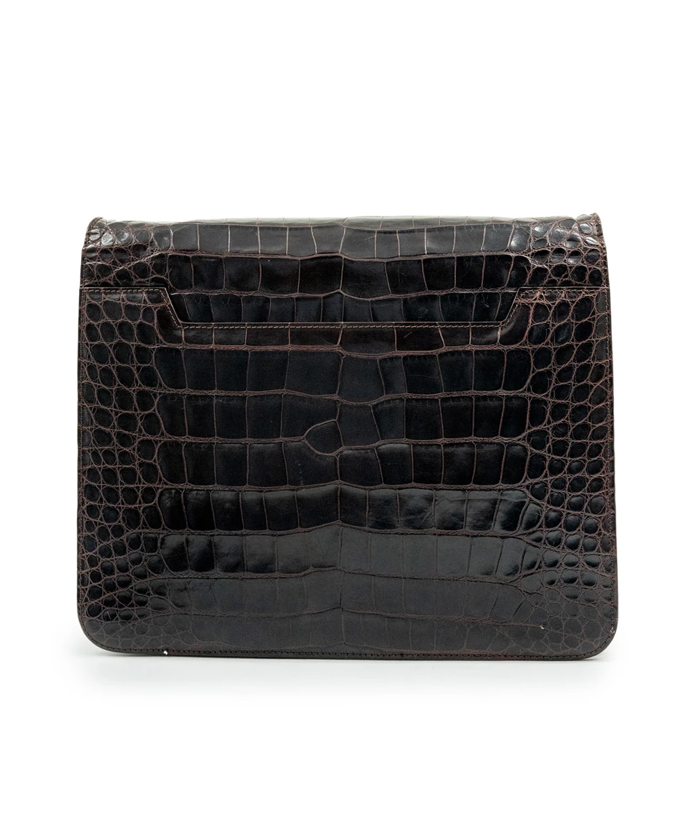 Tom Ford Brown Crocodile Leather Medium Natalia Shoulder Bag
