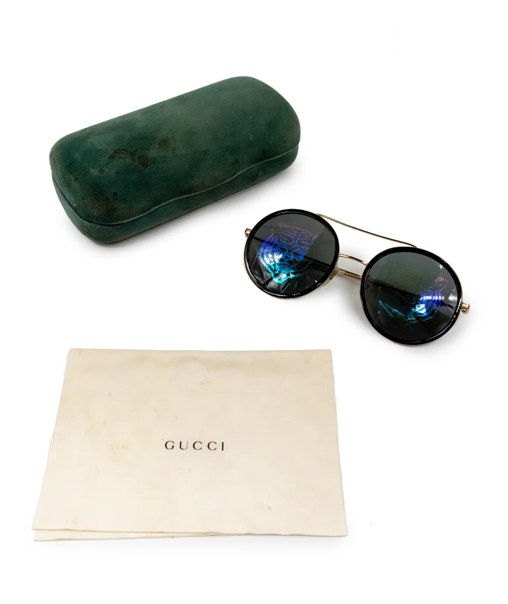 Gucci Round Frame Sunglasses with Tiger Emblem