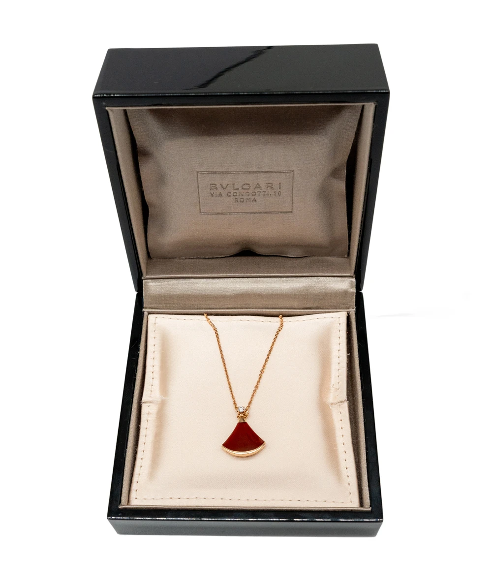 Bvlgari Divas Dream Carnelian and Diamond 18k Rose Gold Necklace