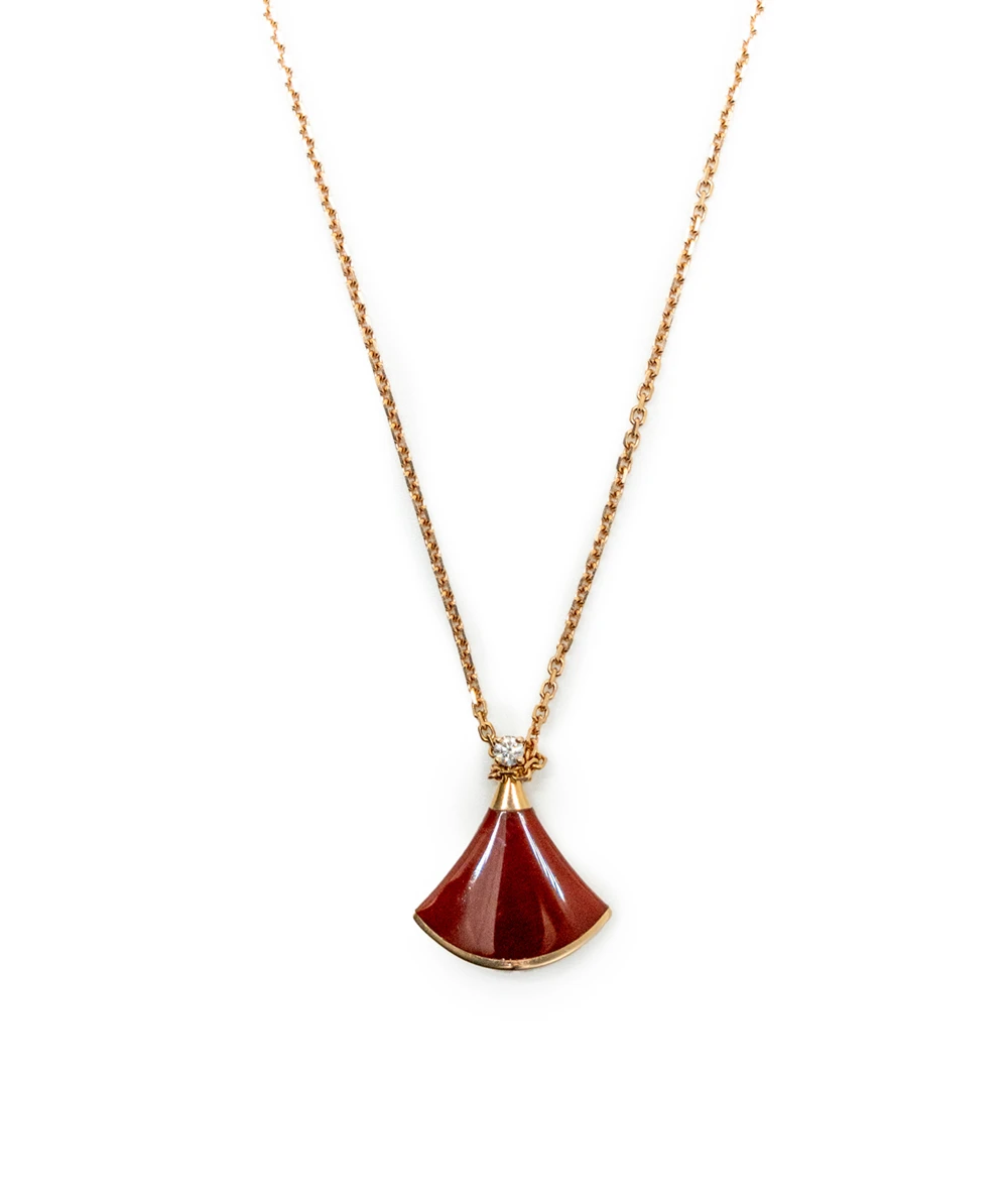 Bvlgari Divas Dream Carnelian and Diamond 18k Rose Gold Necklace