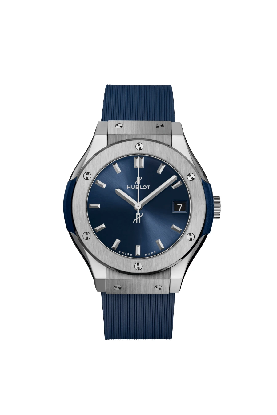 Hublot 2024 Blue Classic Fusion 581.NX. 7170.RX Titanium & Rubber Automatic Men's Wristwatch 33 mm