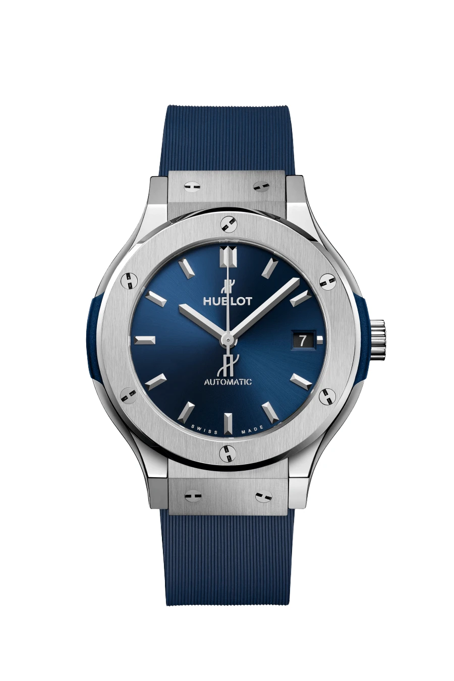 Hublot 2024 Blue Classic Fusion 565.NX. 7170.RX Titanium & Rubber Automatic Men's Wristwatch 38 mm