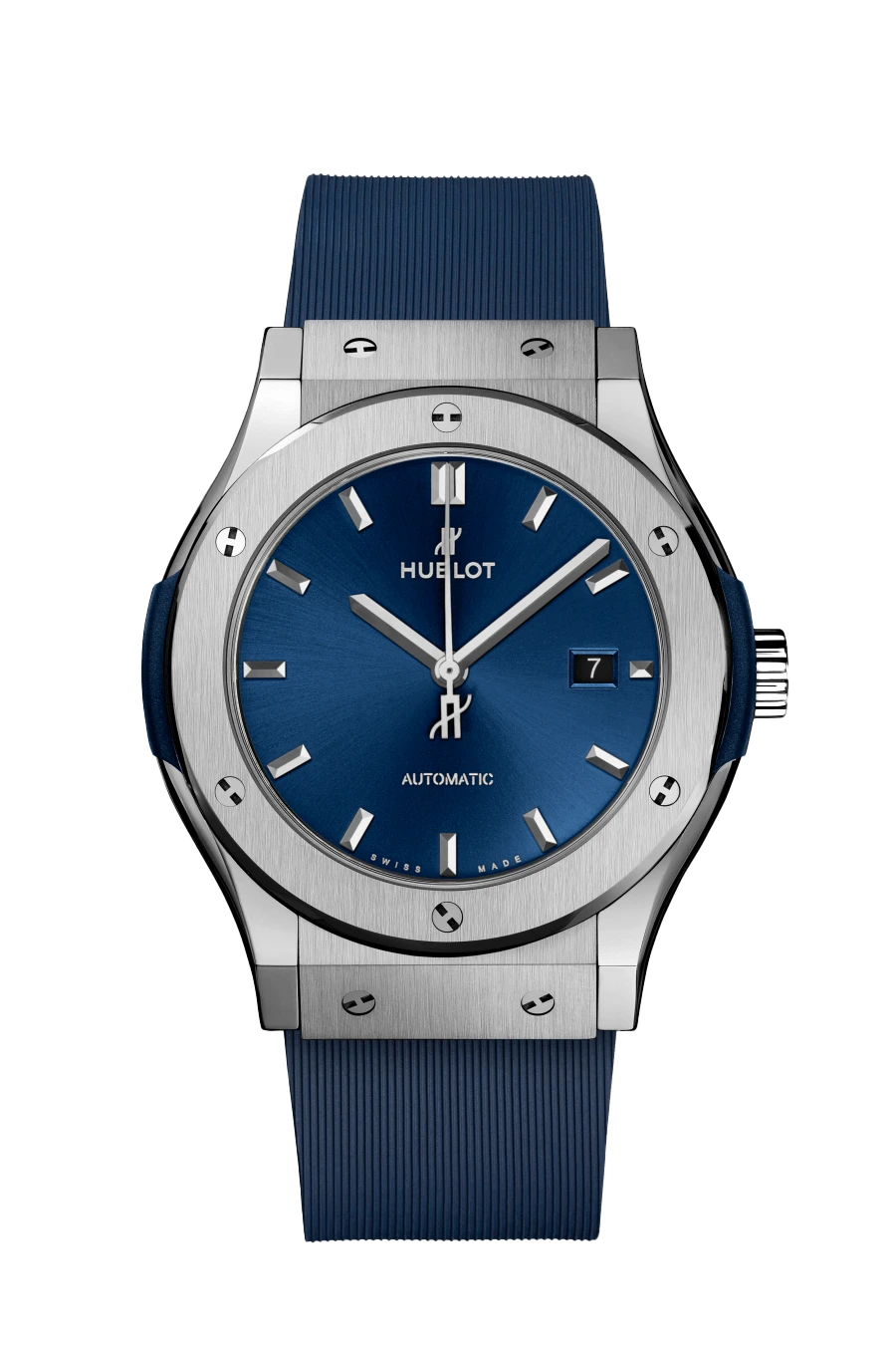 Hublot 2024 Blue Classic Fusion 542.NX. 7170.RX Titanium & Rubber Automatic Men's Wristwatch 42 mm