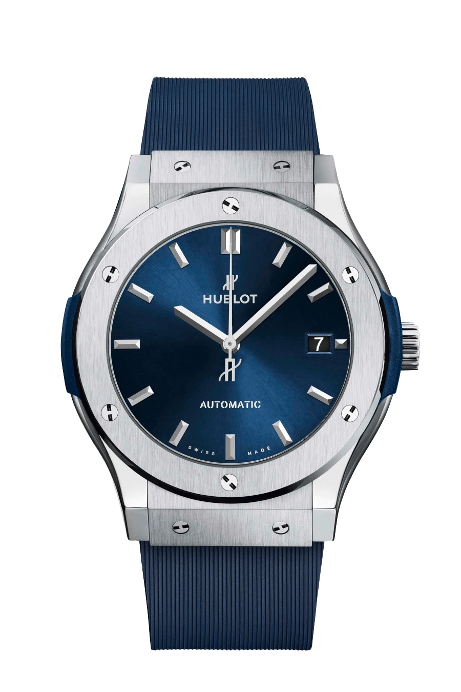 Hublot 2024 Blue Classic Fusion 511.NX. 7170.RX Titanium & Rubber Automatic Men's Wristwatch 45 mm