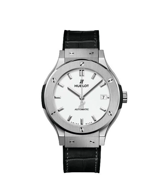 Hublot 2024 White Classic Fusion 565.NX. 2611.RX Titanium & Leather Automatic Men's Wristwatch 38 mm