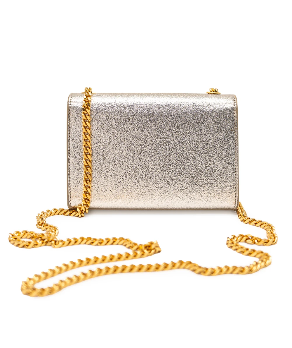 Saint Laurent Pale Gold Leather Small Monogram Kate Shoulder Bag