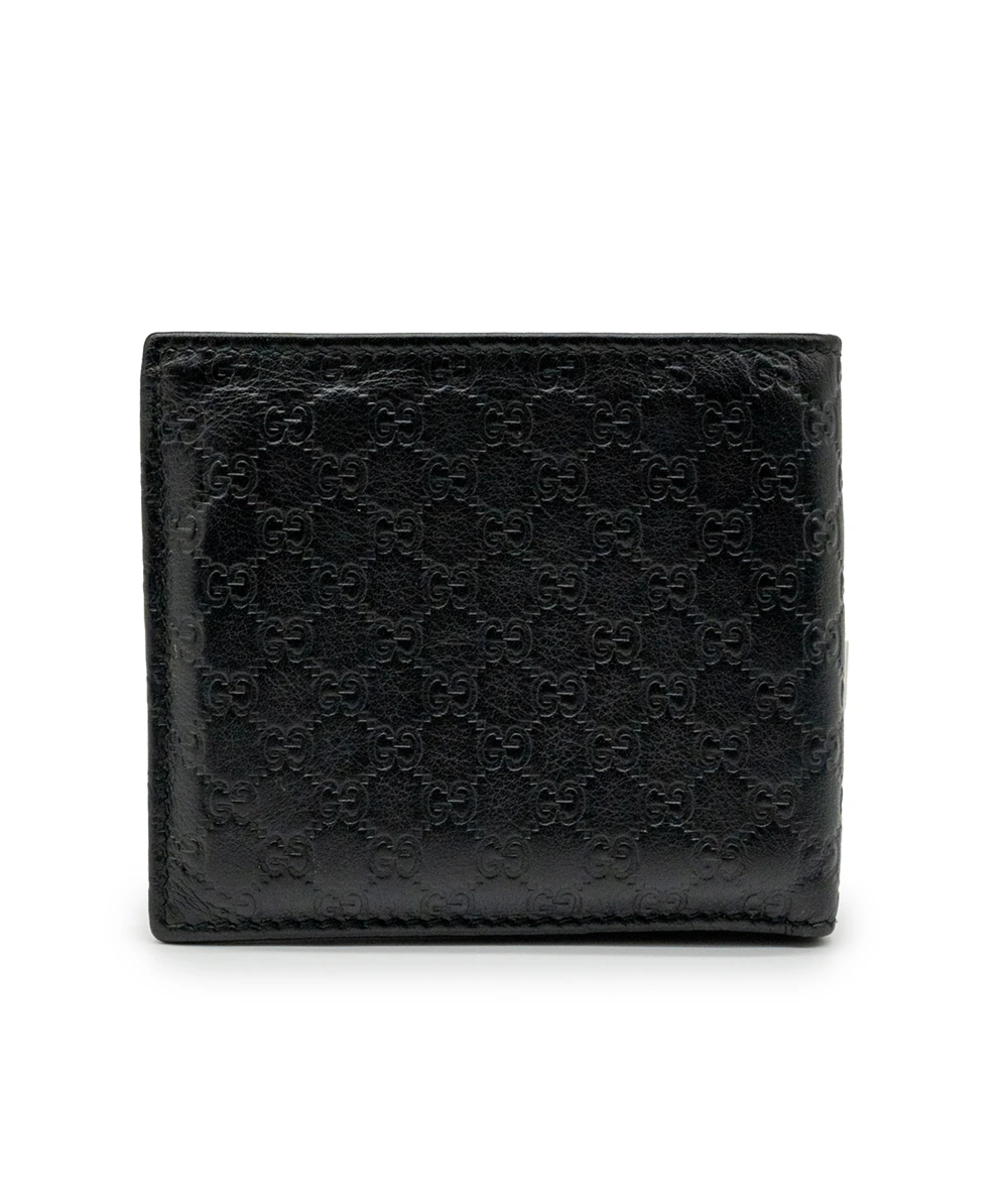 Gucci Black, Red and Green Guccissima Leather Bi-Fold Wallet