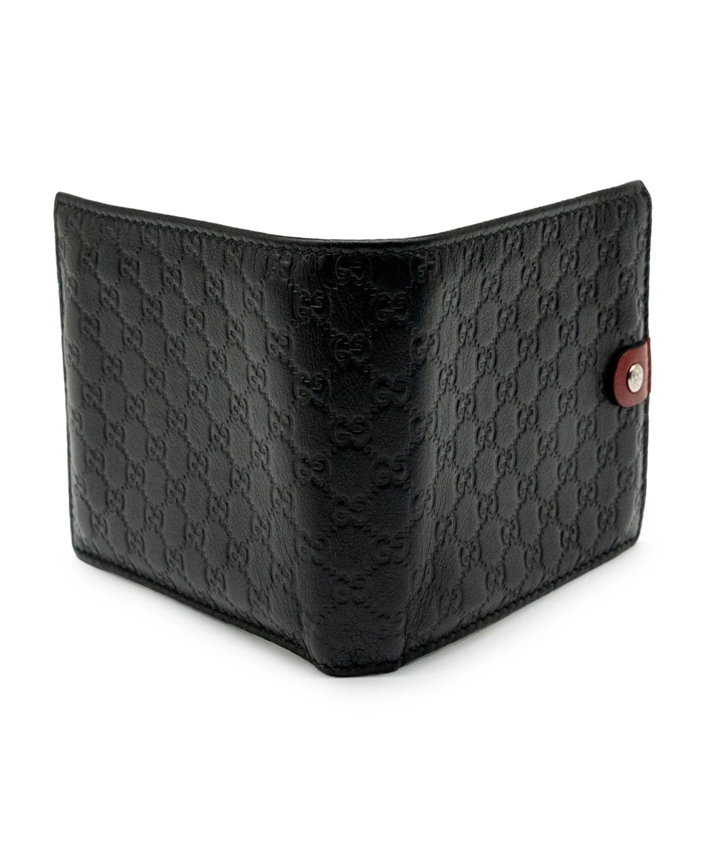 Gucci Black, Red and Green Guccissima Leather Bi-Fold Wallet