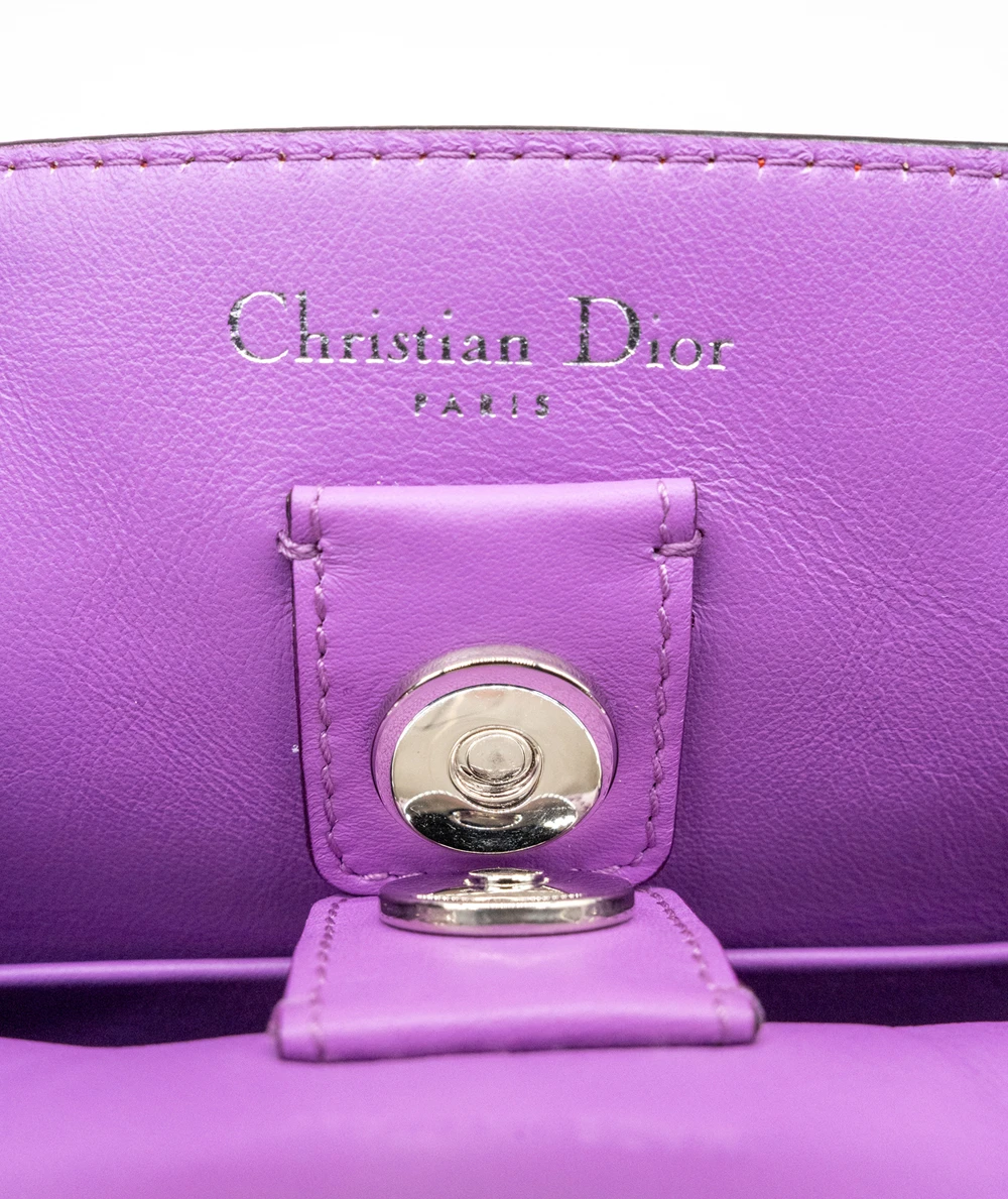 Dior Orange & Purple Calfskin Leather Medium Diorissimo Shopper Tote Bag