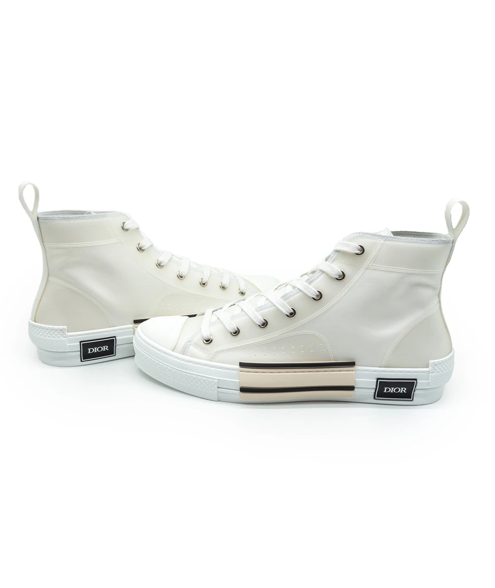 Dior Size 44 White Canvas and PVC B23 High Top Sneakers