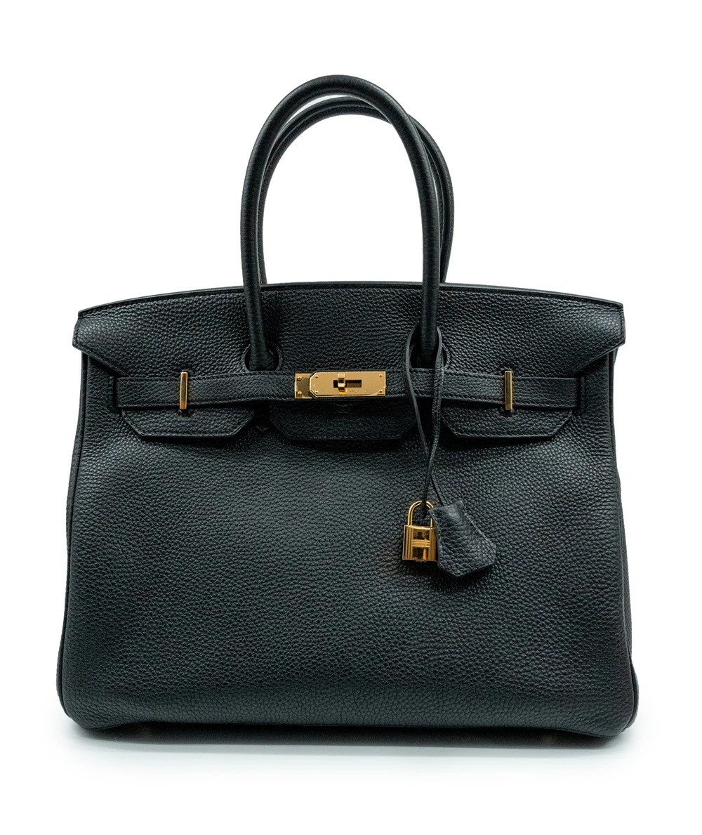 Hermes Birkin (Stamp X) Size 35 Togo Leather handbag in Black with Gold Hardware Brand New