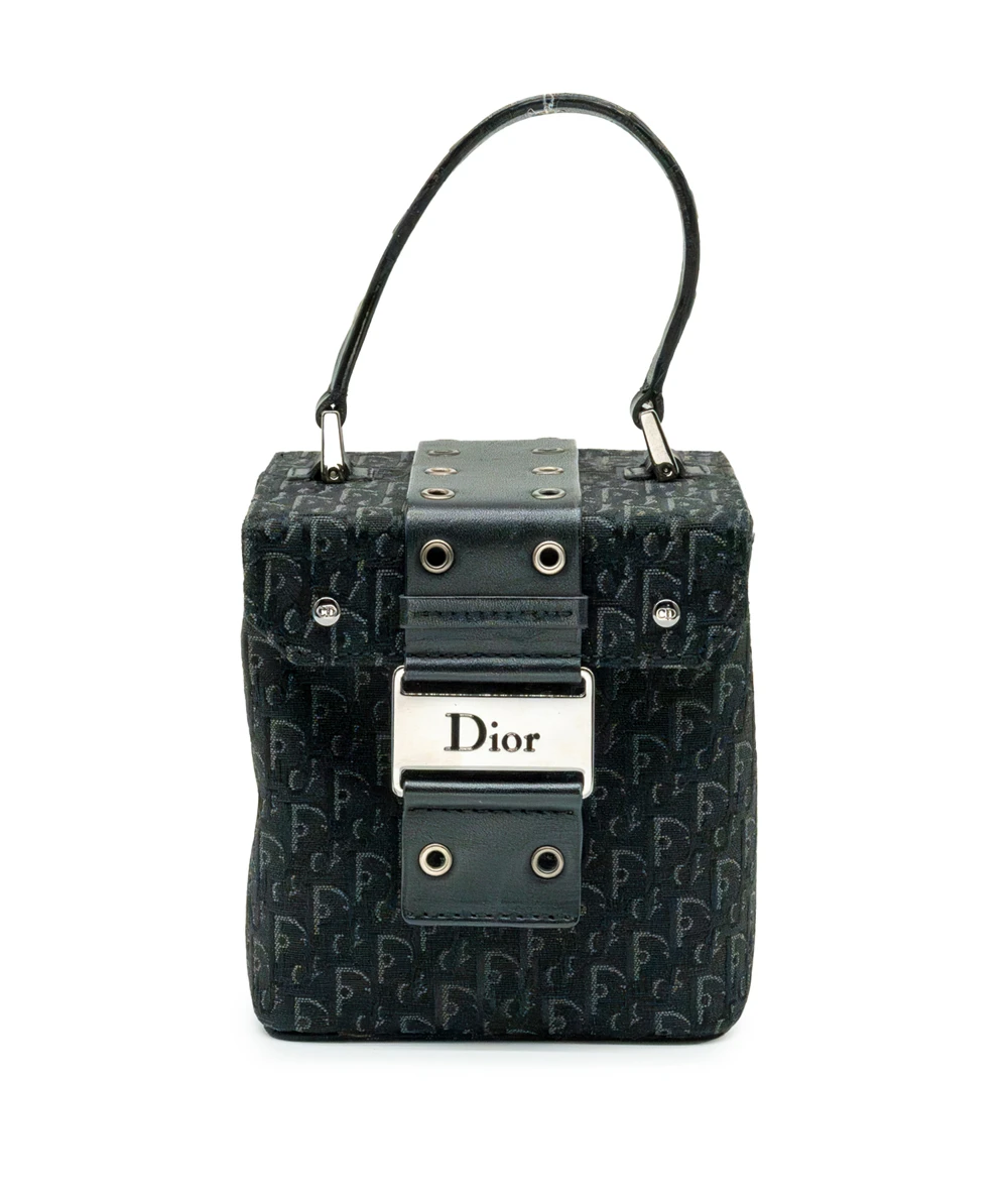 Christian Dior Oblique Canvas Trotter Jacquard Small Vanity Handbag in Black