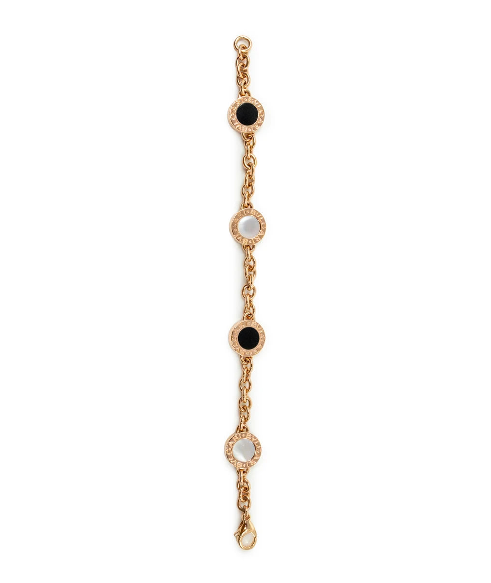 Bvlgari Onyx and Mother Of Pearl 18k Rose Gold Station Bracelet