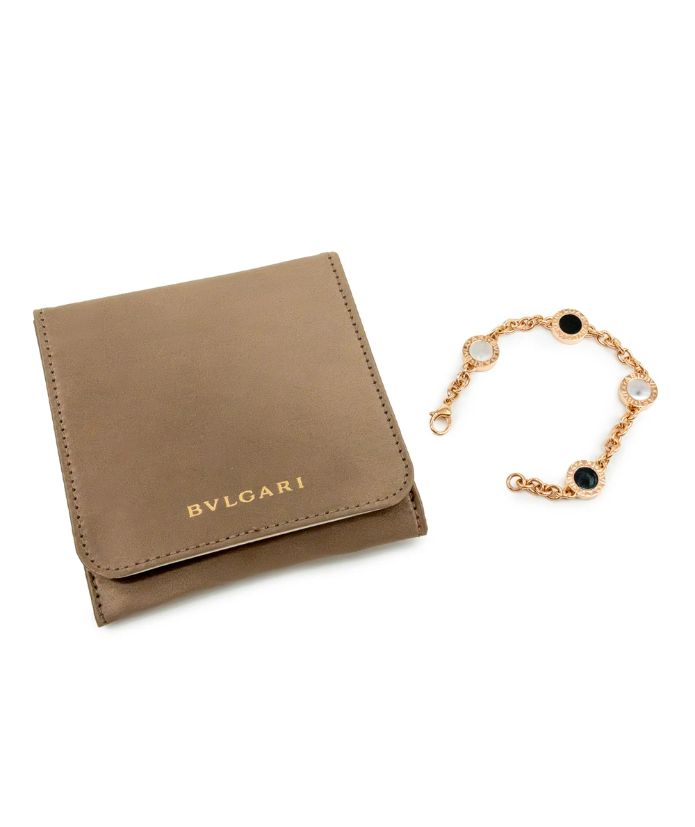 Bvlgari Onyx and Mother Of Pearl 18k Rose Gold Station Bracelet