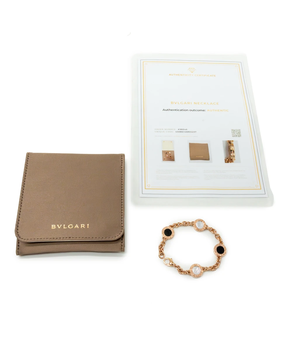 Bvlgari Onyx and Mother Of Pearl 18k Rose Gold Station Bracelet