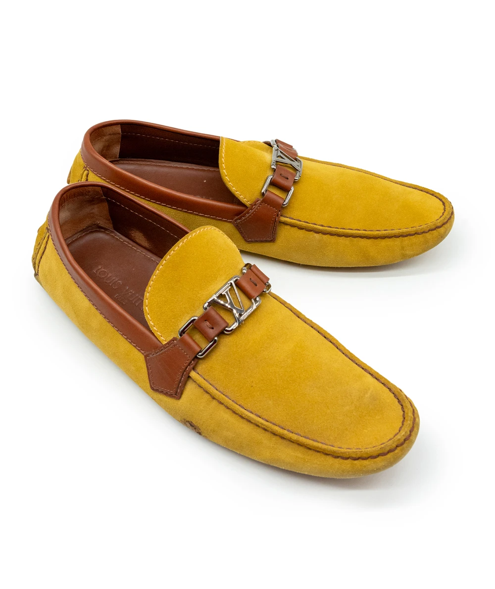 Louis Vuitton Mustard Colour Hockenheim Mocassin Suede Loafers Size 42.5