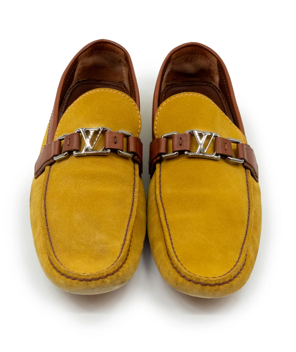 Louis Vuitton Mustard Colour Hockenheim Mocassin Suede Loafers Size 42.5