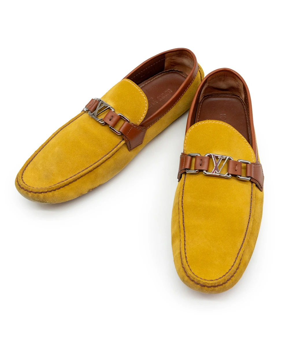 Louis Vuitton Mustard Colour Hockenheim Mocassin Suede Loafers Size 42.5