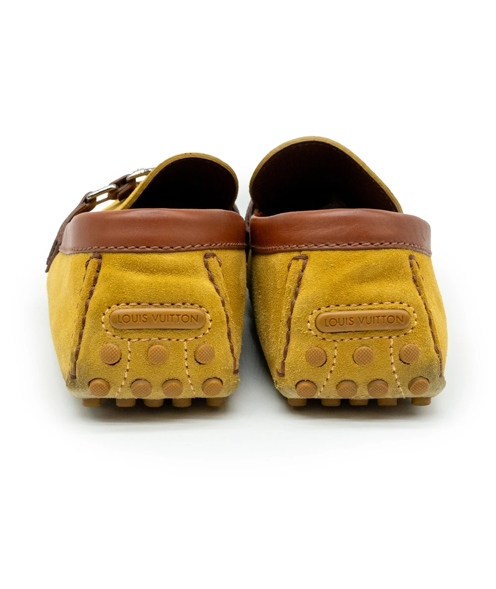 Louis Vuitton Mustard Colour Hockenheim Mocassin Suede Loafers Size 42.5