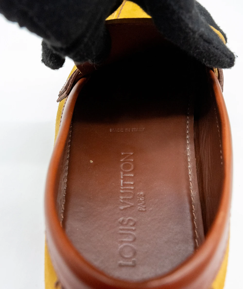 Louis Vuitton Mustard Colour Hockenheim Mocassin Suede Loafers Size 42.5