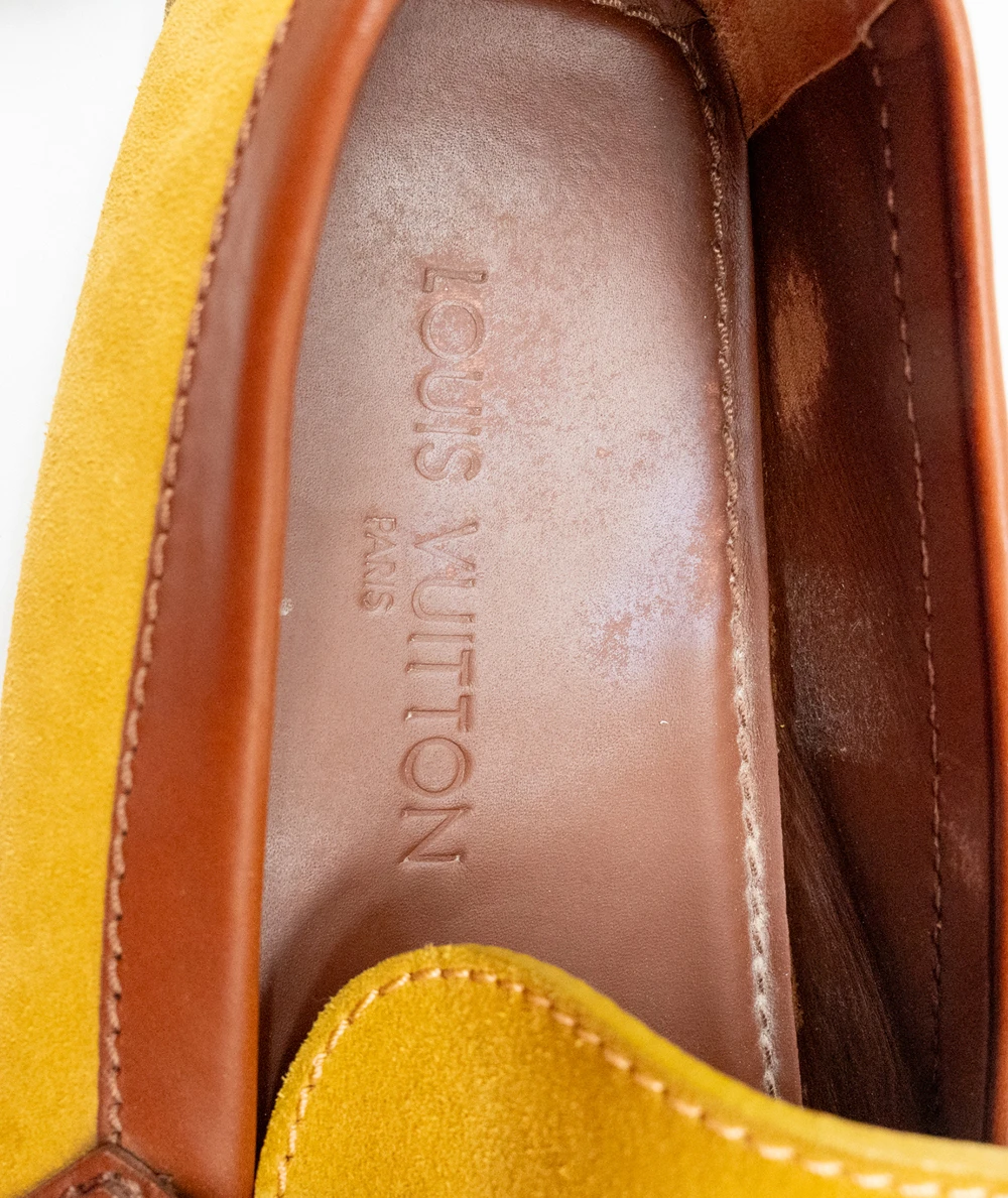 Louis Vuitton Mustard Colour Hockenheim Mocassin Suede Loafers Size 42.5