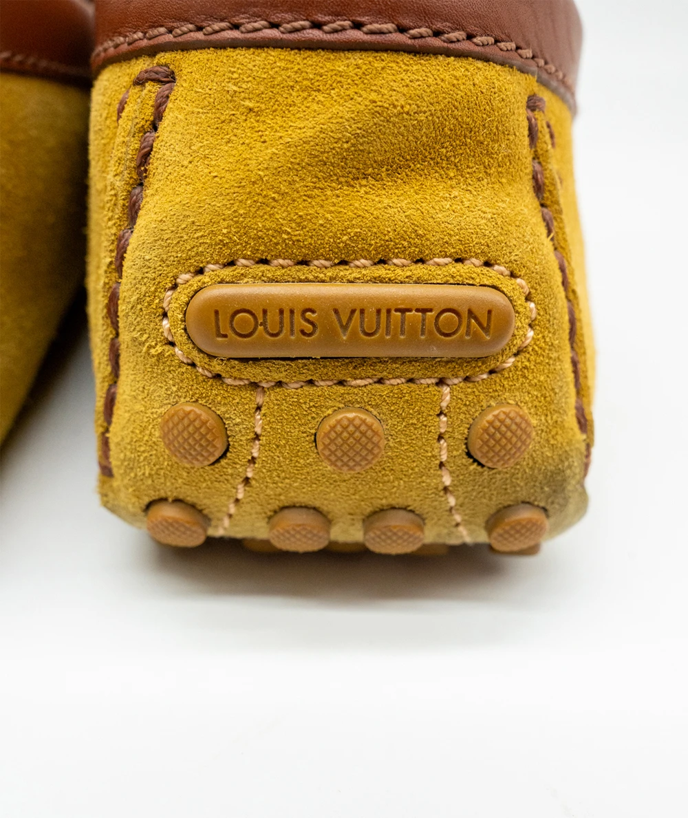 Louis Vuitton Mustard Colour Hockenheim Mocassin Suede Loafers Size 42.5