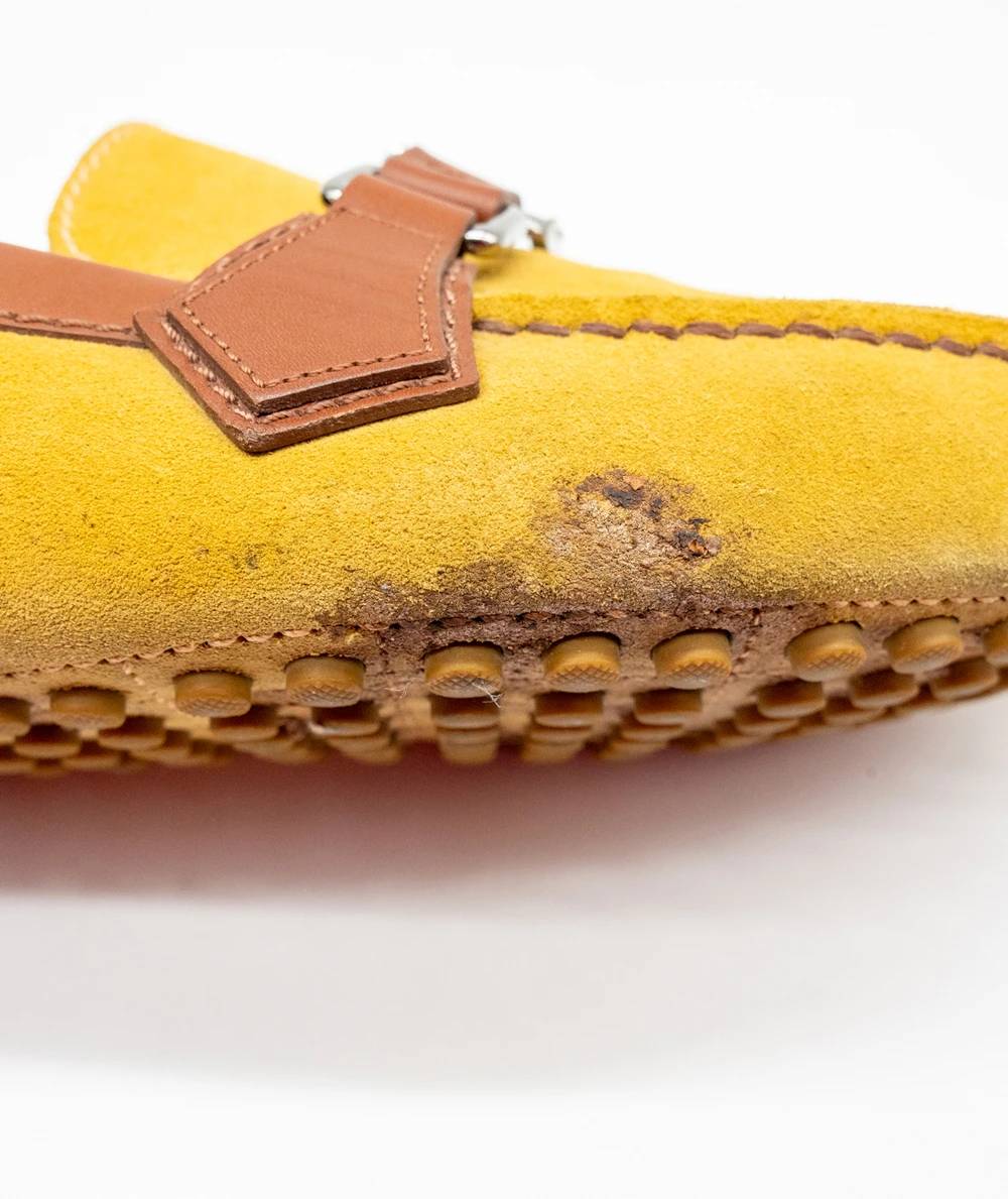 Louis Vuitton Mustard Colour Hockenheim Mocassin Suede Loafers Size 42.5