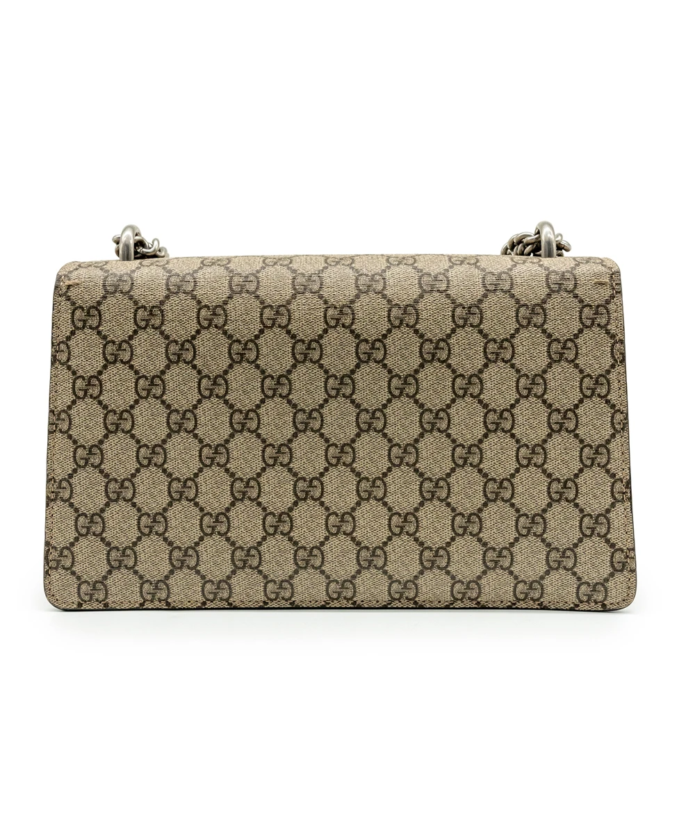 Gucci Beige GG Supreme Canvas and Suede Small Dionysus Shoulder Bag