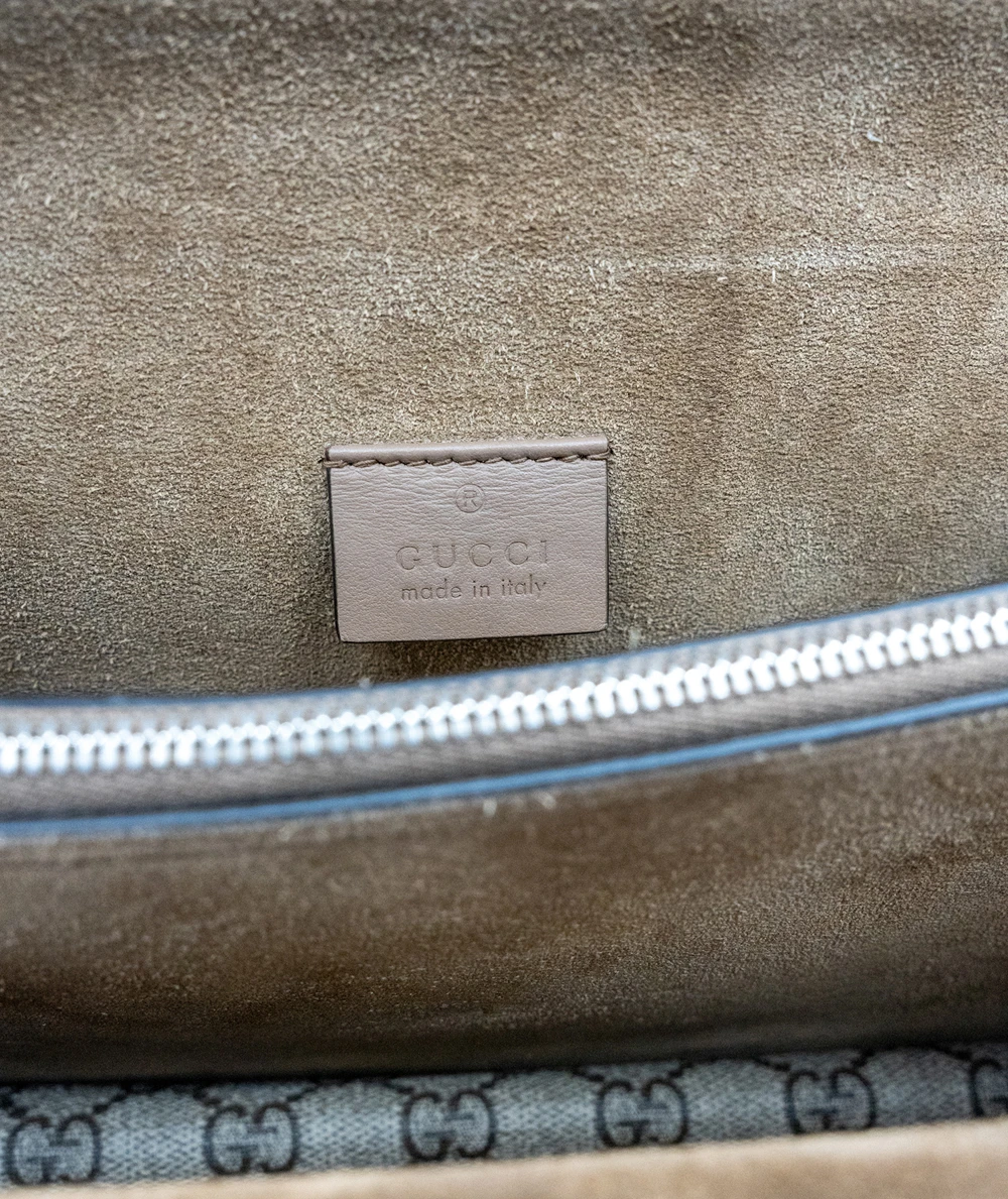 Gucci Beige GG Supreme Canvas and Suede Small Dionysus Shoulder Bag