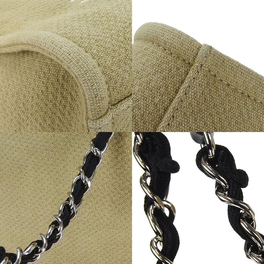 Chanel tote bag PM chain shoulder bag Deauville 16 series canvas beige