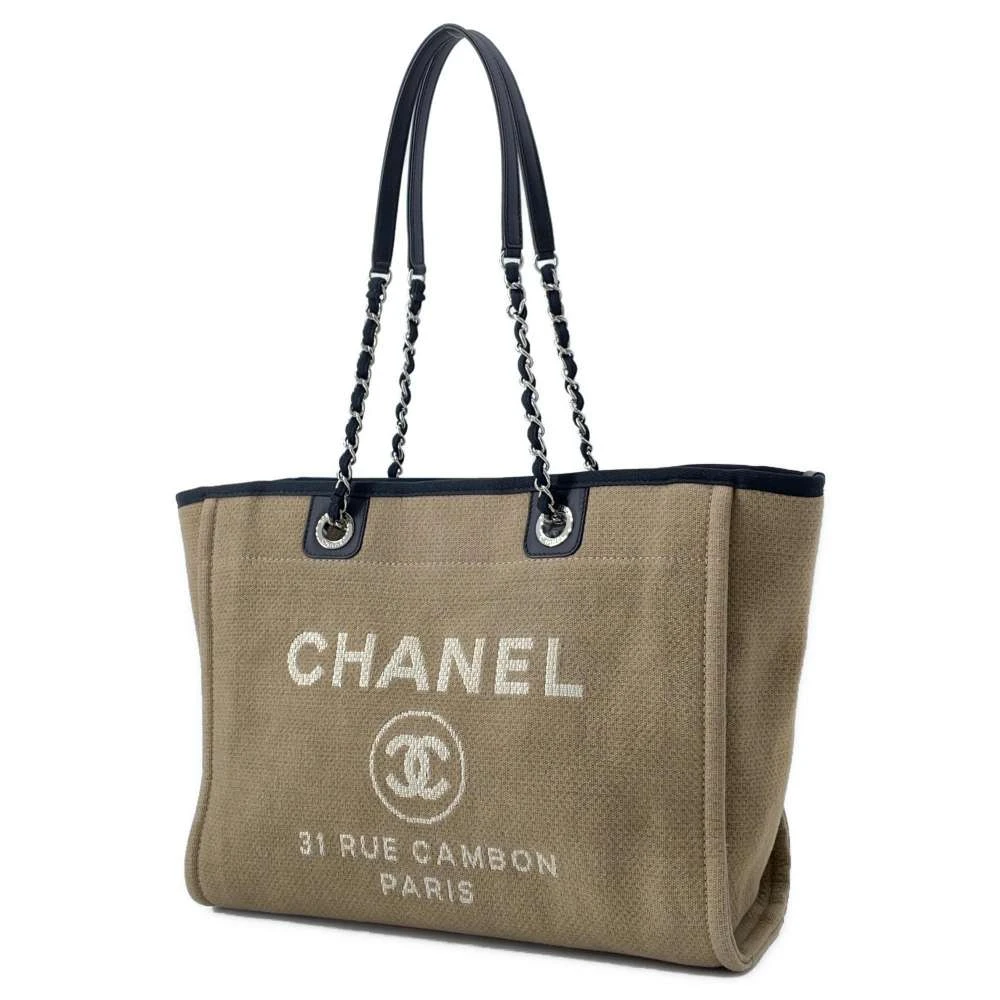 Chanel Beige Canvas Medium Deauville Tote Bag