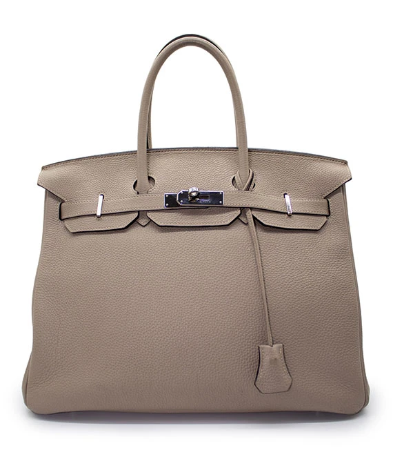 Hermes Gris Tourterelle Grey Togo leather Birkin 35 Handbag With Palladium Hardware
