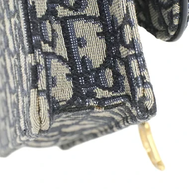 Dior Saddle Wallet on Chain in Blue Dior Oblique Jacquard