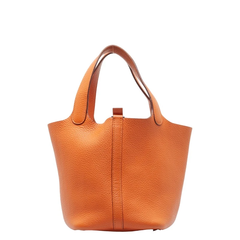 Hermes Picotin Lock PM Orange Color Taurillon Clemence Handbag with Palladium Hardware