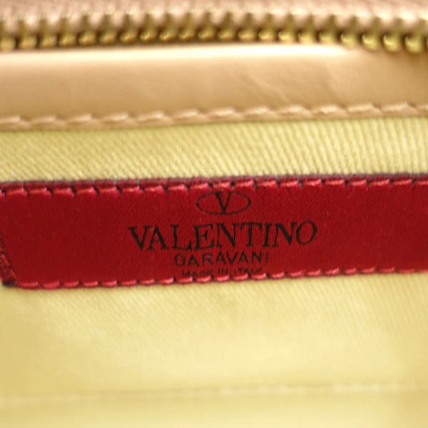 Valentino Garavani Beige Leather Mini Rockstud Trapeze Tote