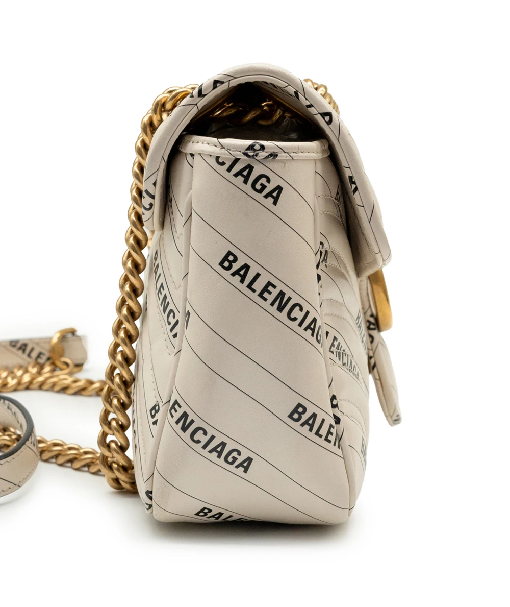 Gucci x Balenciaga White Leather The Hacker Project GG Marmont Shoulder Bag