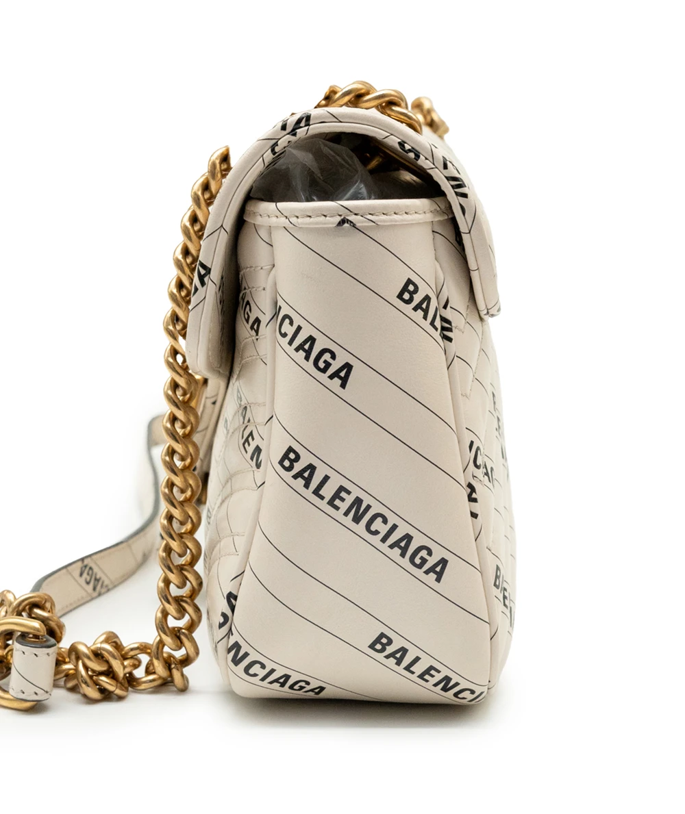 Gucci x Balenciaga White Leather The Hacker Project GG Marmont Shoulder Bag