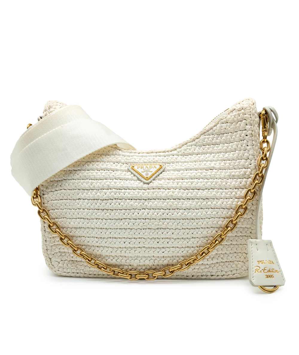 Prada White Re-Edition 2005 Crochet Bag